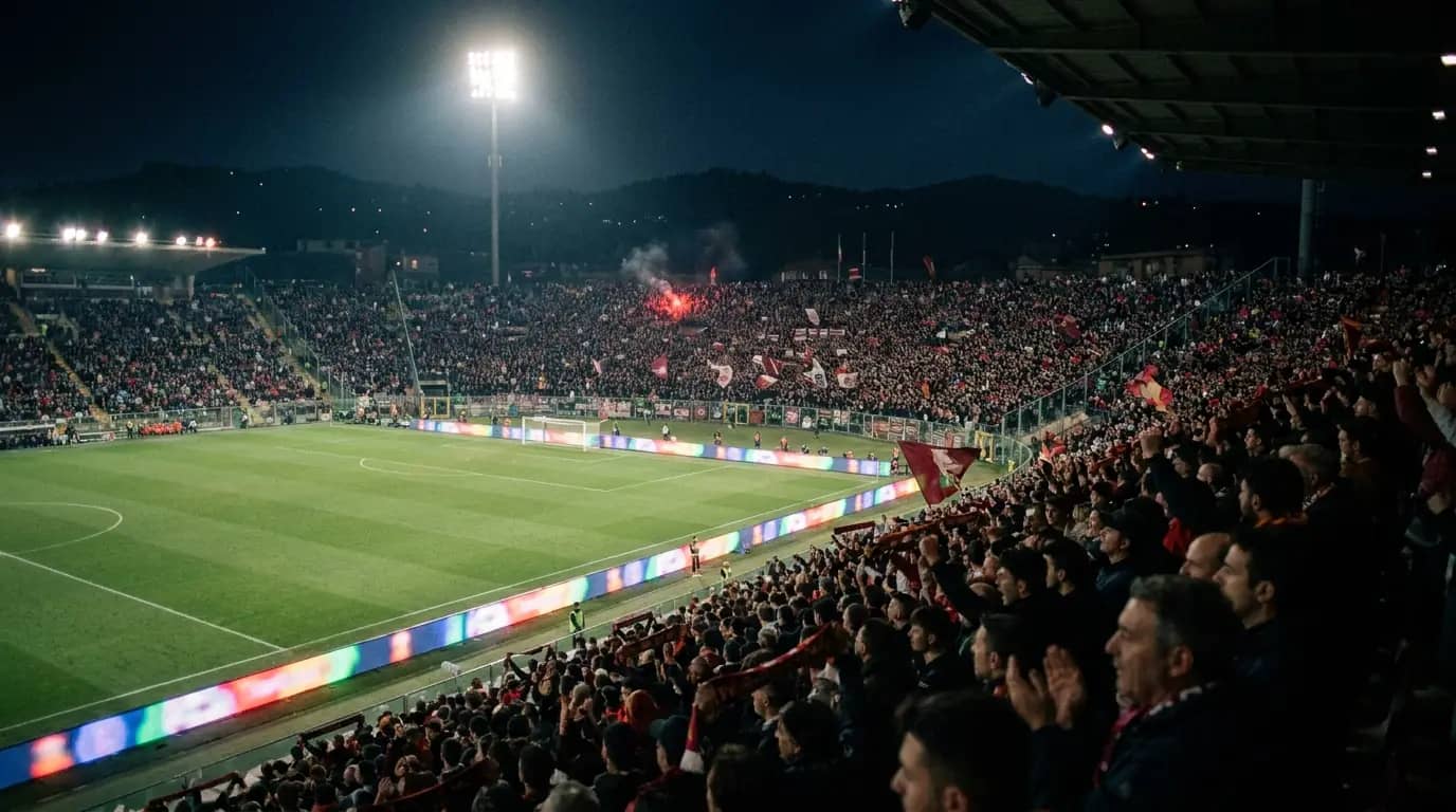 Stadio di calcio, LED bordo campo con i marchi degli sponsor